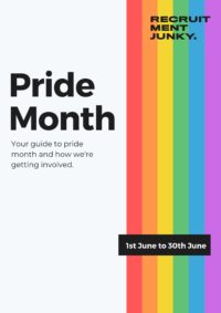 Front cover of Pride Month guidebook by RecruitmentJunky for staff